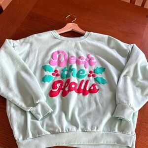 Deck the Halls Mint Green Sweater